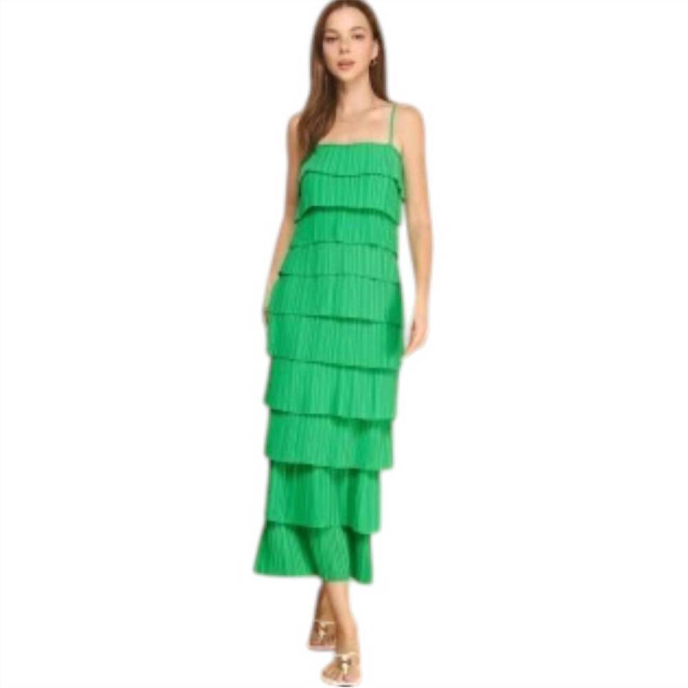 NEW STRUT & BOLT layered midi dress in green